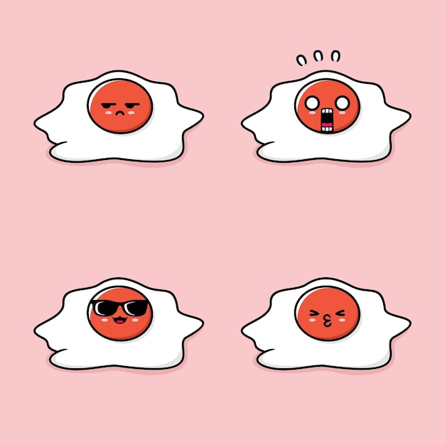 Ilustracja Wektorowa Cute Emoji Jajka Sadzonego