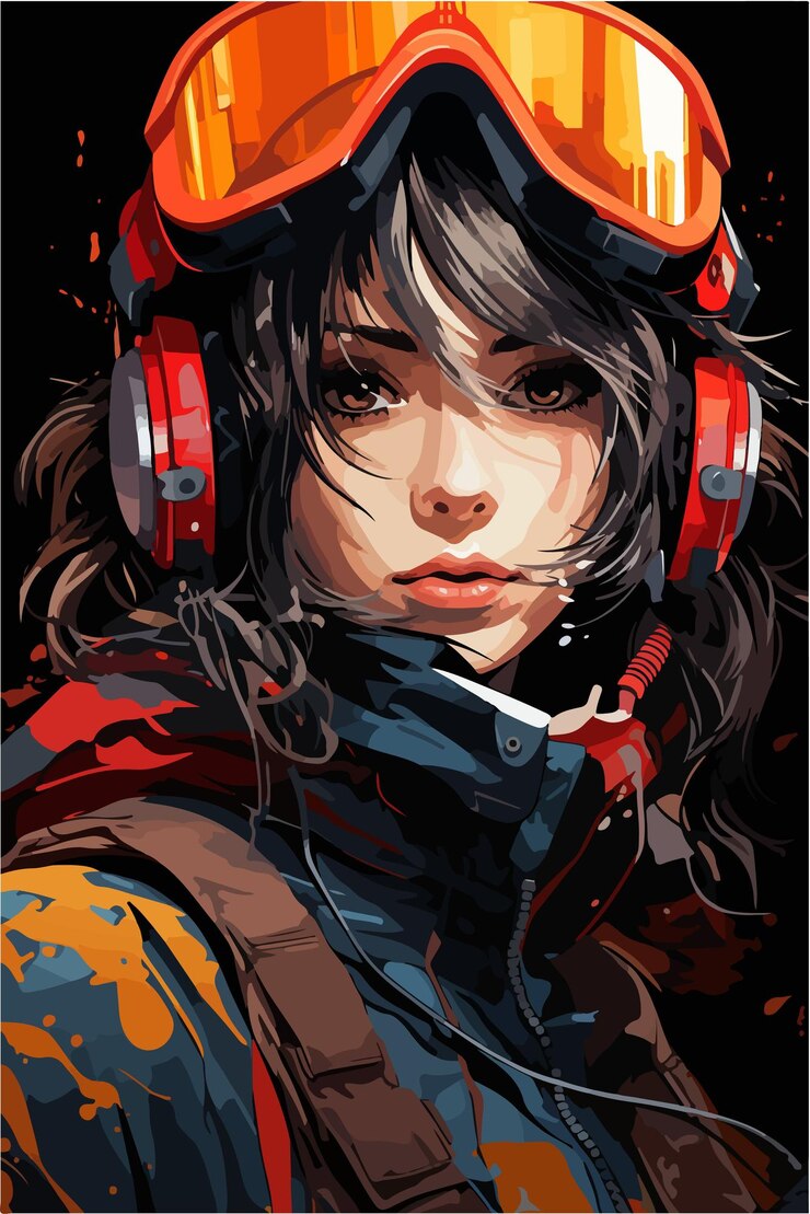 Wektor ilustracja wektorowa cyfrowy dziewczyna anime