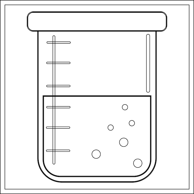 Ilustracja Wektorowa Czarnej Linii, Miski Na Białym Tle. Naczynia Laboratoryjne Medyczne Lub Chemiczne, Kolby.