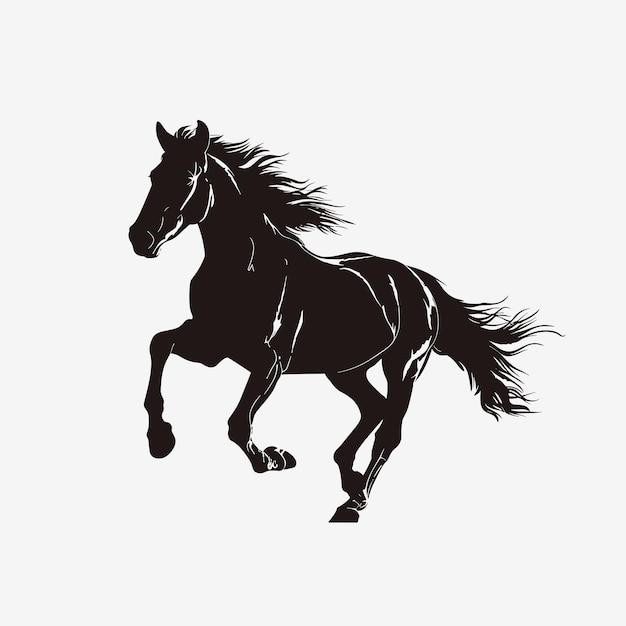 Ilustracja wektorowa czarnej sylwetki logo konia
