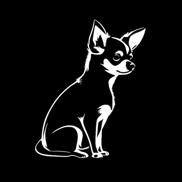 Ilustracja Wektorowa Czarno-biały Chihuahua