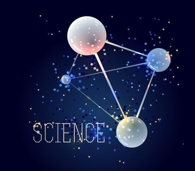 Plik wektorowy ilustracja wektorowa cząsteczek, nauka chemia i fizyka temat abstrakcyjne tło, mikro i nano nauka i technologia temat, atomy i mikroskopijne cząstki.