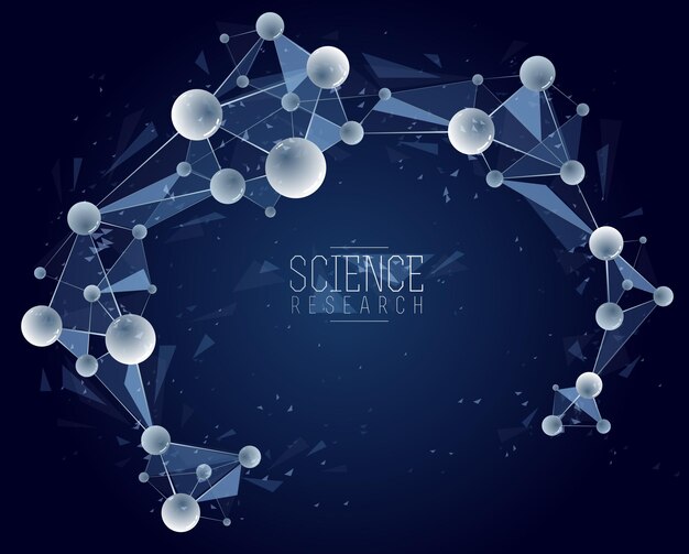 Plik wektorowy ilustracja wektorowa cząsteczek, nauka chemia i fizyka temat abstrakcyjne tło, mikro i nano nauka i temat technologii, atomy i mikroskopijne cząstki.