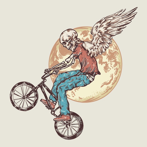 Plik wektorowy ilustracja wektorowa czaszki bmx