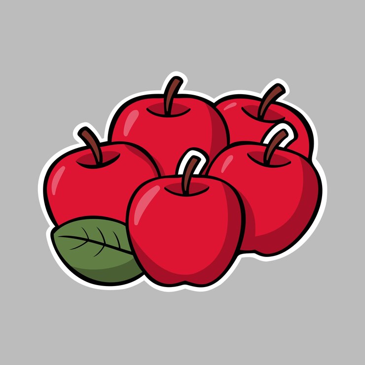 Wektor ilustracja wektorowa czerwonego jabłka z liściem do projektowania naklejki