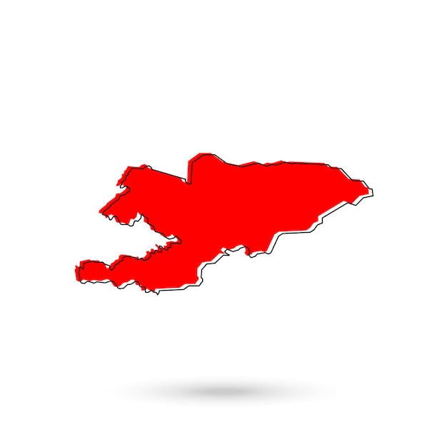 Ilustracja wektorowa czerwonej mapy Kirgistanu na białym tle
