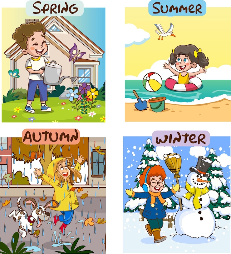 Wektor ilustracja wektorowa czterech pór roku