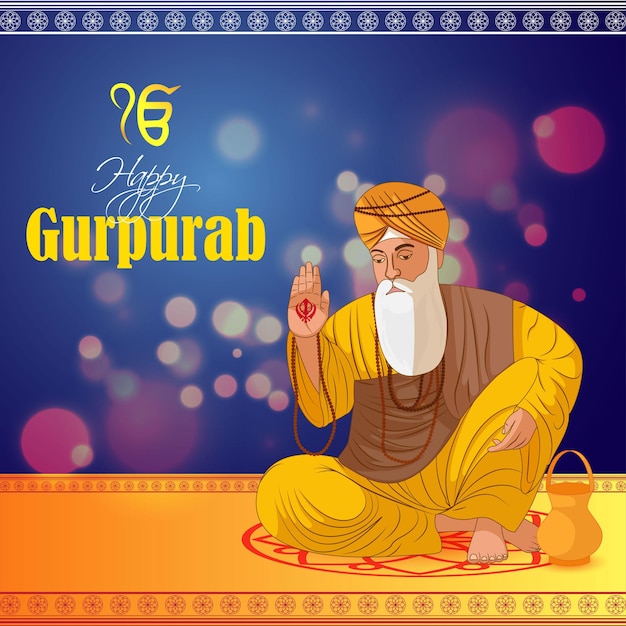 Ilustracja wektorowa dla indyjskiego festiwalu Guru Nanak Jayanti