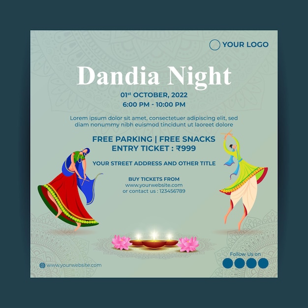 Ilustracja Wektorowa Dla Karty Zaproszenie Na Przyjęcie Dandiya Night