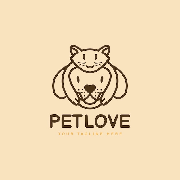 Plik wektorowy ilustracja wektorowa dla psów i kotów projekt logo miłości dla zwierząt domowych 3
