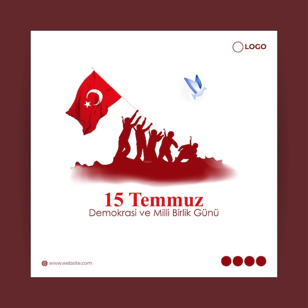 Ilustracja wektorowa Dnia Demokracji i Jedności Narodowej Turcji szablon kanału historii mediów społecznościowych