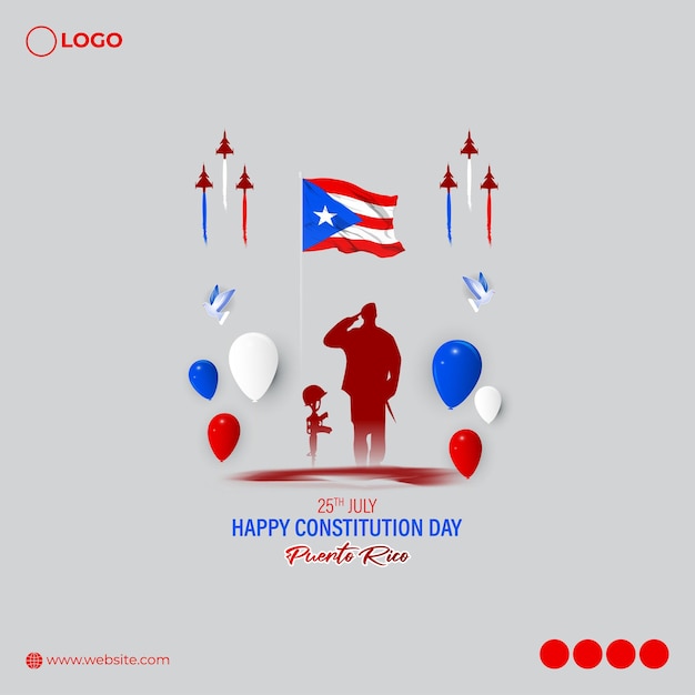 Ilustracja wektorowa dnia Konstytucji Puerto Rico 25 lipca szablon makieta kanału społecznościowego