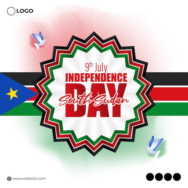 Ilustracja Wektorowa Dnia Niepodległości Sudanu Południowego 9 Lipca Szablon Makieta Kanału Społecznościowego