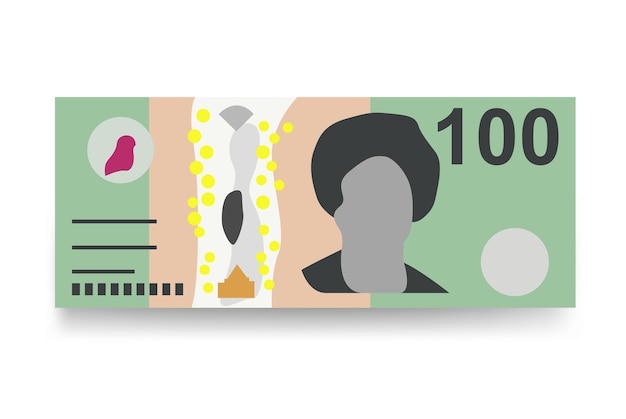 Ilustracja Wektorowa Dolar Australijski Australia Zestaw Pieniędzy Zestaw Banknotów Pieniądze Papierowe 100 Aud