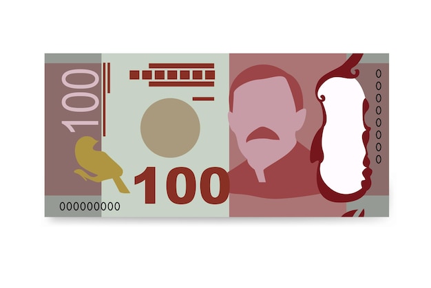 Ilustracja Wektorowa Dolar Nowozelandzki Pieniądze Nowozelandzkie Zestaw Banknotów Banknoty Papierowe 100 Nzd