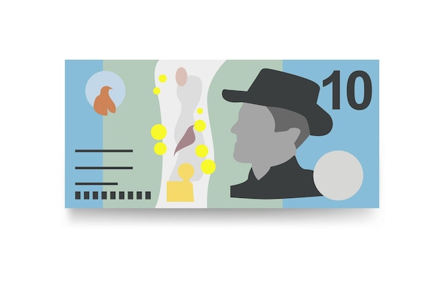 Plik wektorowy ilustracja wektorowa dolara australijskiego australia zestaw pieniędzy banknoty papierowe pieniądze 10 aud