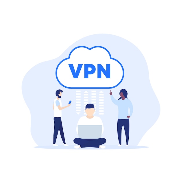 Ilustracja Wektorowa Dostępu Vpn Z Ludźmi