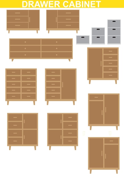 Ilustracja wektorowa drewnianej szafki Icon Drawer