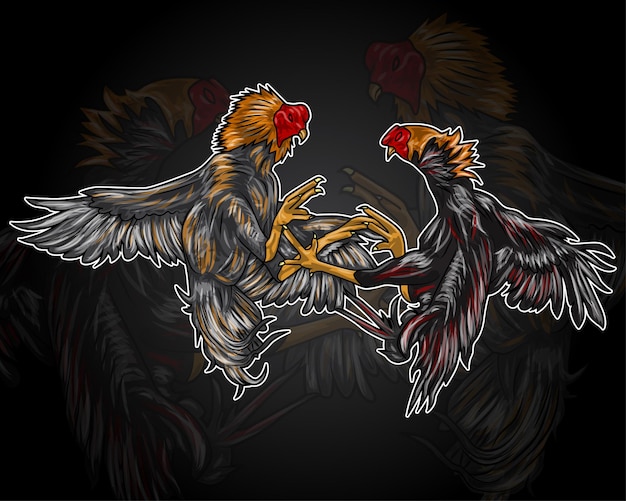 Plik wektorowy ilustracja wektorowa dwóch walczących kurczaków
