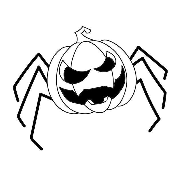 Ilustracja wektorowa dyni Pająk sztuka halloween z nadrukiem na białym tle na białym tle