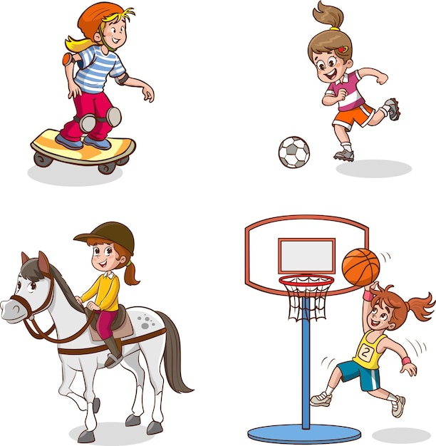 Plik wektorowy ilustracja wektorowa dzieci uprawiających różne sporty