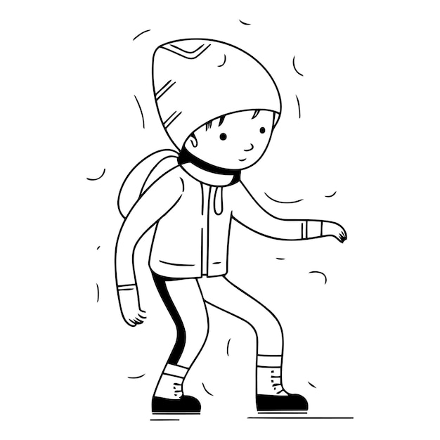 Plik wektorowy ilustracja wektorowa dziecka w zimowych ubraniach słodki mały chłopiec w ciepłych ubraniach sport zimowy