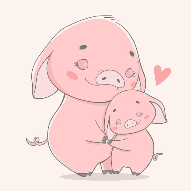 Ilustracja Wektorowa Dzień Matki Uścisk świni
