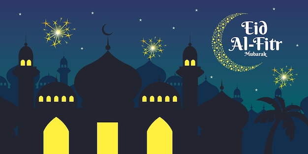 Ilustracja Wektorowa Eid Al Fitr Z Tradycyjnym Meczetem Malajskim