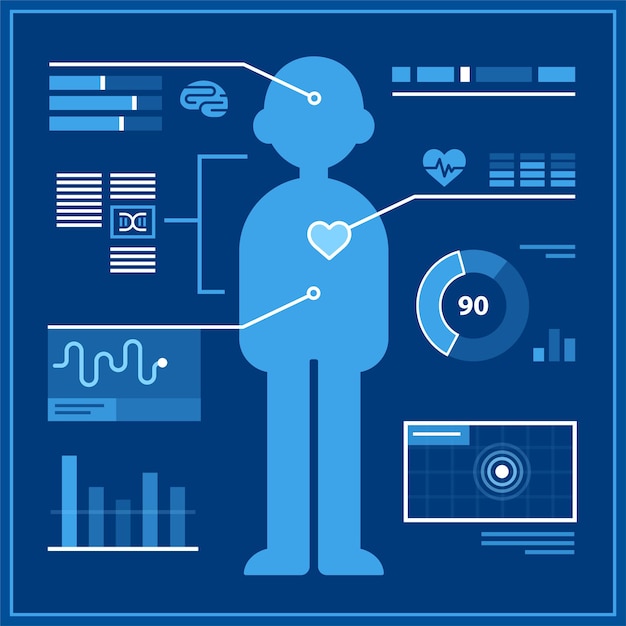 Ilustracja Wektorowa Elementów Infografiki Monitorowania Zdrowia Ludzkiego Ciała