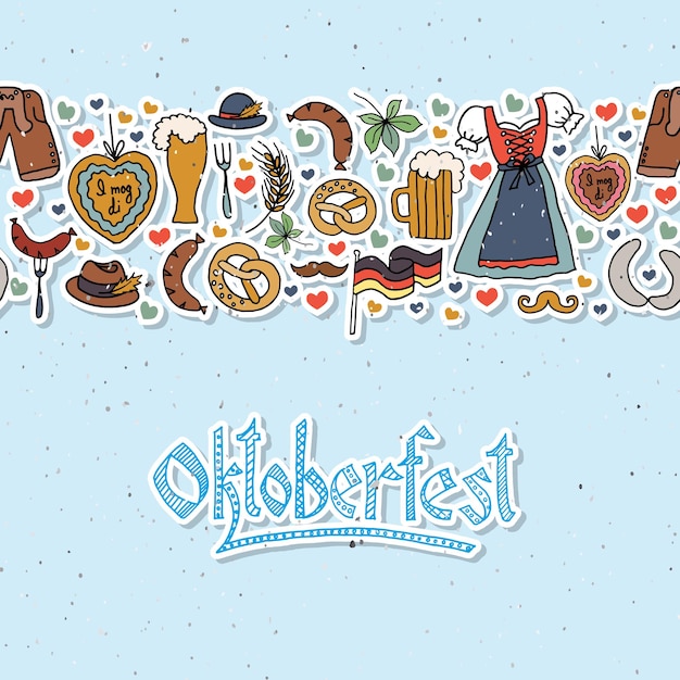 Ilustracja wektorowa elementów Oktoberfest zestaw projektu Oktoberfest na teksturowanym tle EPS 10