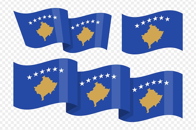 Ilustracja wektorowa falistej flagi Kosowa na przezroczystym tle