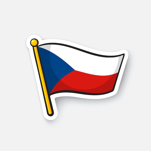 Ilustracja Wektorowa Flaga Republiki Czeskiej Na Flagstaff Symbol Lokalizacji Dla Podróżnych Sticker