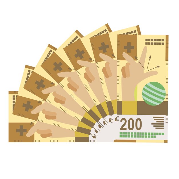 Plik wektorowy ilustracja wektorowa franka szwajcarskiego szwajcaria zestaw pieniędzy banknoty papierowe pieniądze 200 fr