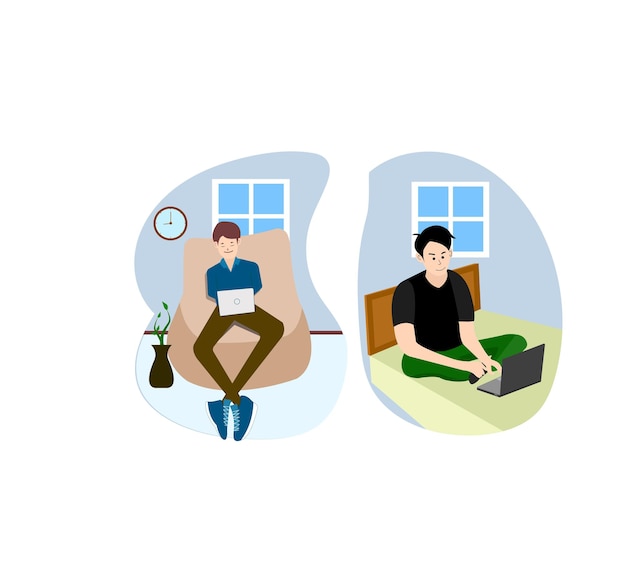 Plik wektorowy ilustracja wektorowa freelancerów pracujących w domu
