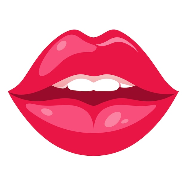 Ilustracja wektorowa Glossy Red Lips dla projektów makijażu piękności i projektowania mody