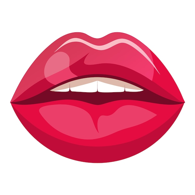 Ilustracja wektorowa Glossy Red Lips dla projektów makijażu piękności i projektowania mody