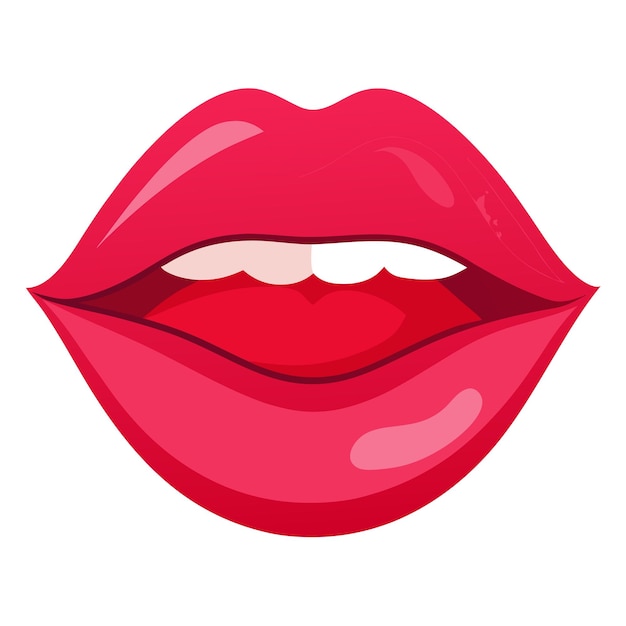Ilustracja wektorowa Glossy Red Lips dla projektów makijażu piękności i projektowania mody