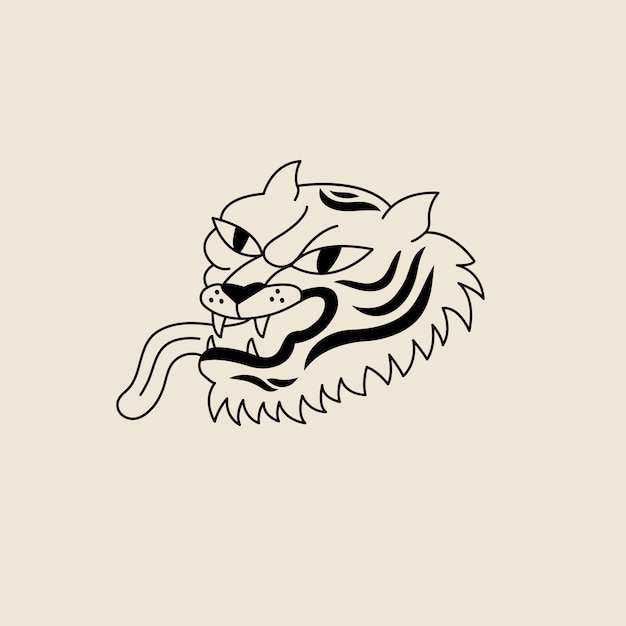 Plik wektorowy ilustracja wektorowa głowa tygrysa postać zwierzęca z kreskówki idealna do drukowania