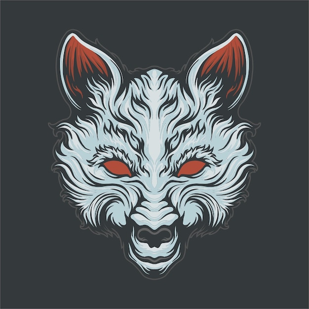 ilustracja wektorowa głowy kitsune