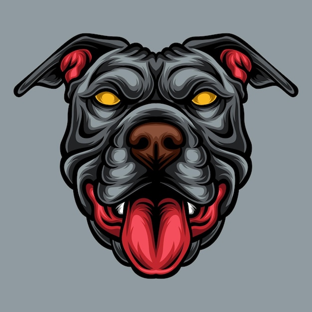 Ilustracja wektorowa głowy maskotki Pitbull