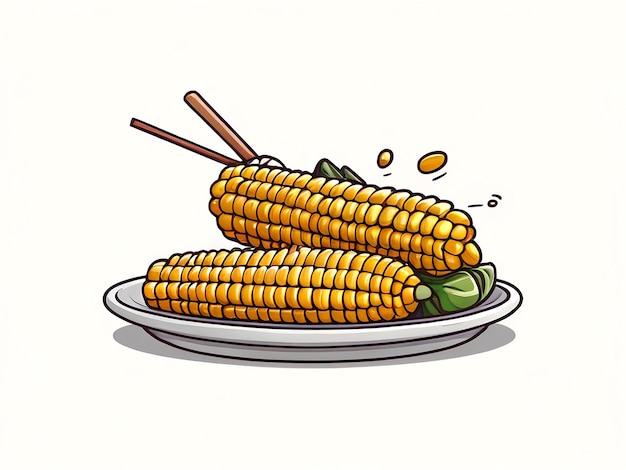 Plik wektorowy ilustracja wektorowa gotowanej kukurydzy na szczypie meksykańskie fast food izolowane na białym izolowanym