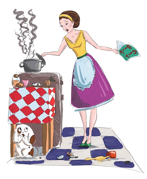 Plik wektorowy ilustracja wektorowa gotowania gospodyni