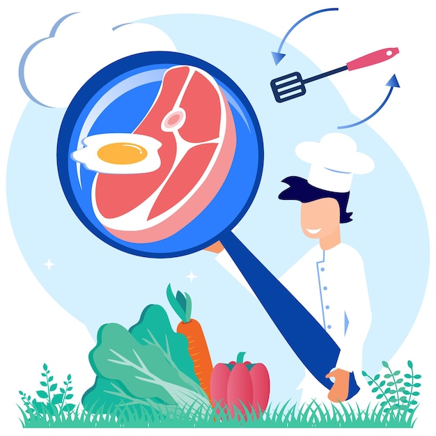 Ilustracja Wektorowa Graficzny Postać Z Kreskówki Profesjonalnego Kucharza Gotowania
