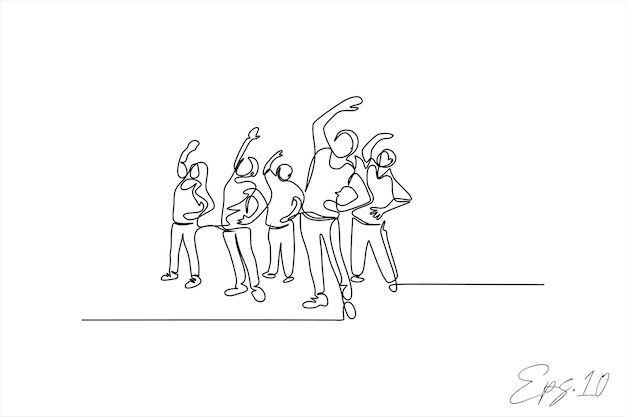 ilustracja wektorowa grupa linii ciągłej kobiet gimnastyka sport