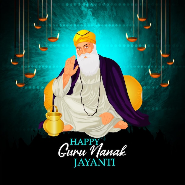 Plik wektorowy ilustracja wektorowa guru nanak jayanti festiwalu sikhijskiego