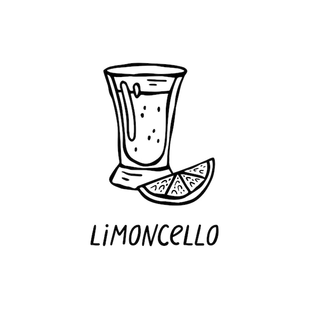 Ilustracja Wektorowa Handdrawn Kuchni Włoskiej Limoncello