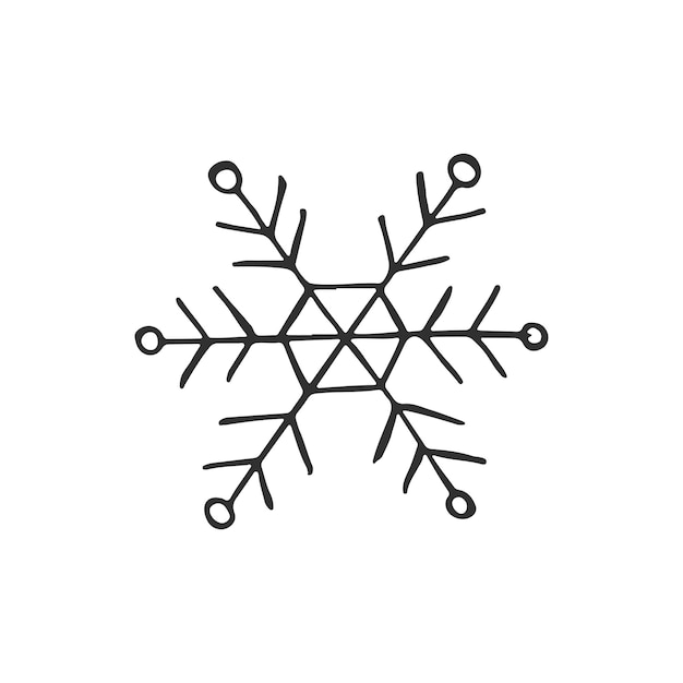 Plik wektorowy ilustracja wektorowa handdrawn śnieżynka w stylu doodle zimowy nastrój witam 2023 wesołych świąt i szczęśliwego nowego roku czarny element na białym tle