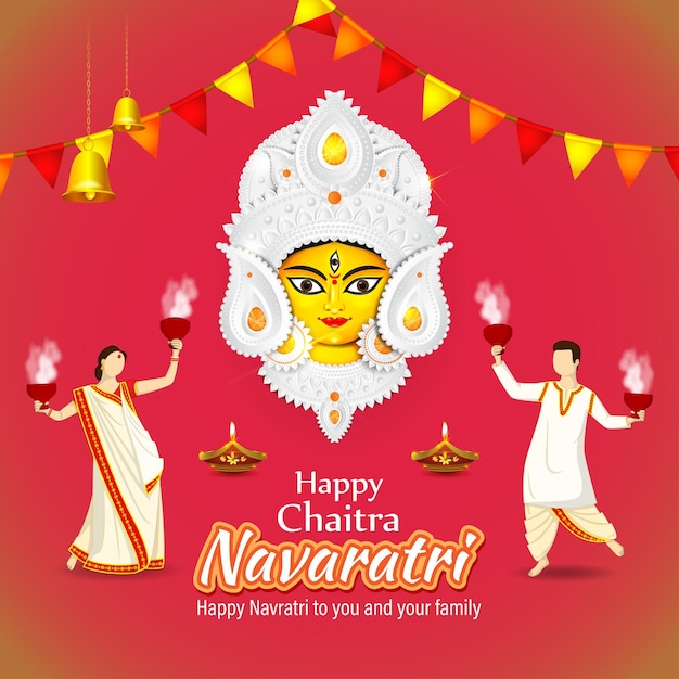 Ilustracja Wektorowa Happy Chaitra Navratri życzy Kartkę Z życzeniami