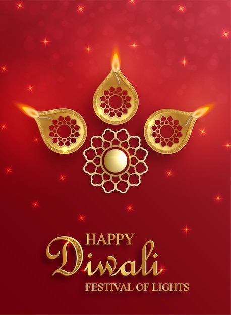 Ilustracja Wektorowa Happy Diwali Karta świąteczna Diwali I Deepawali Indyjski Festiwal świateł Na Kolorowym Tle