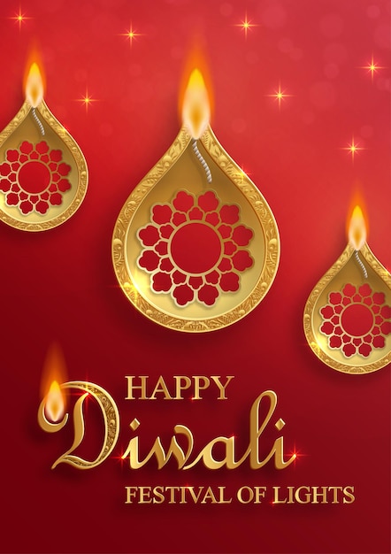 Ilustracja Wektorowa Happy Diwali Karta świąteczna Diwali I Deepawali Indyjski Festiwal świateł Na Kolorowym Tle